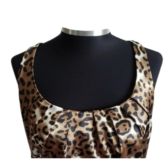 Suzy Chin NWOT Leopard Print Satin Stretch Sleeveless Pencil Dress, Size 6 - Picture 2 of 7